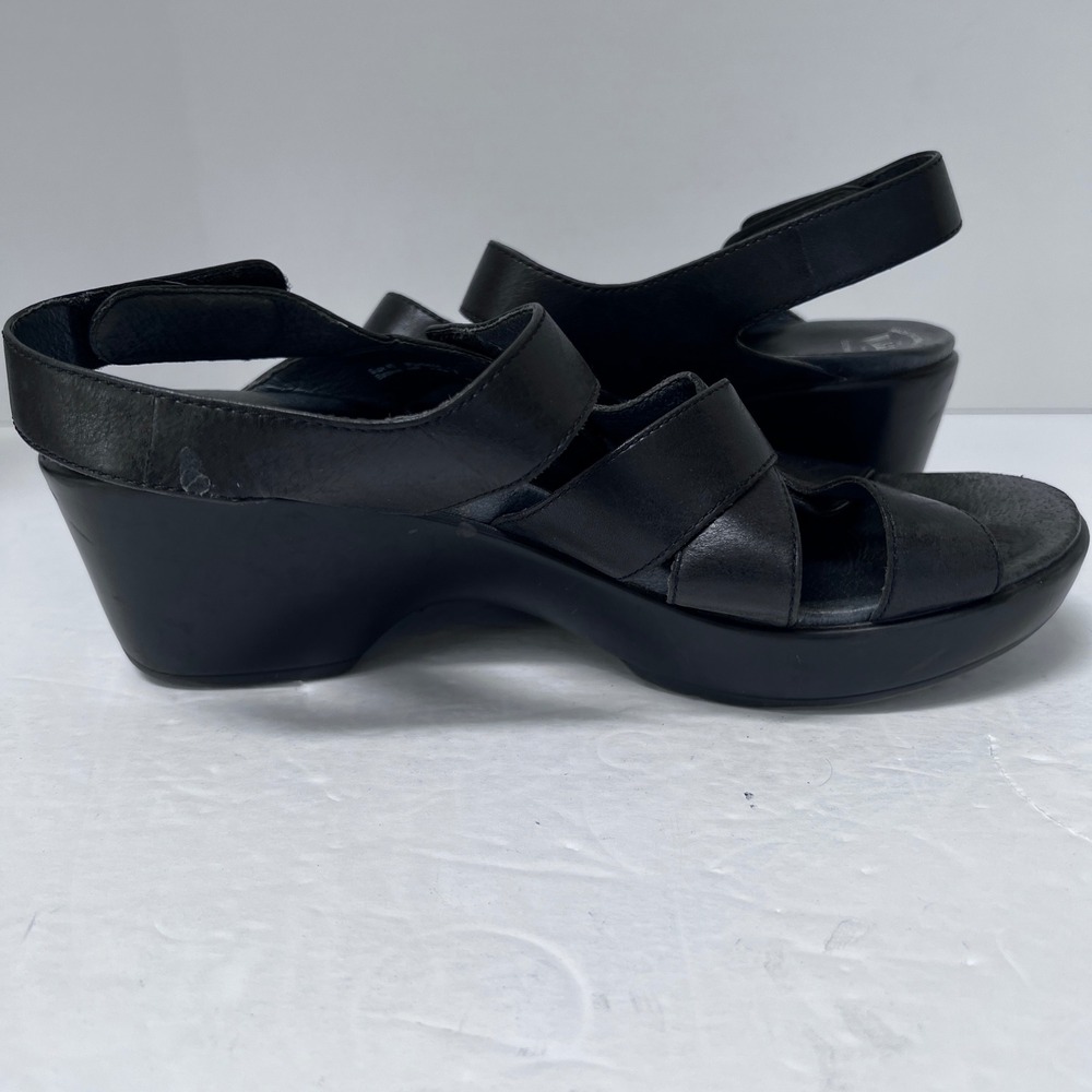 Dansko Black Leather Multi Strap Wedge Sandals Slingback Womens 40 - Picture 4 of 8